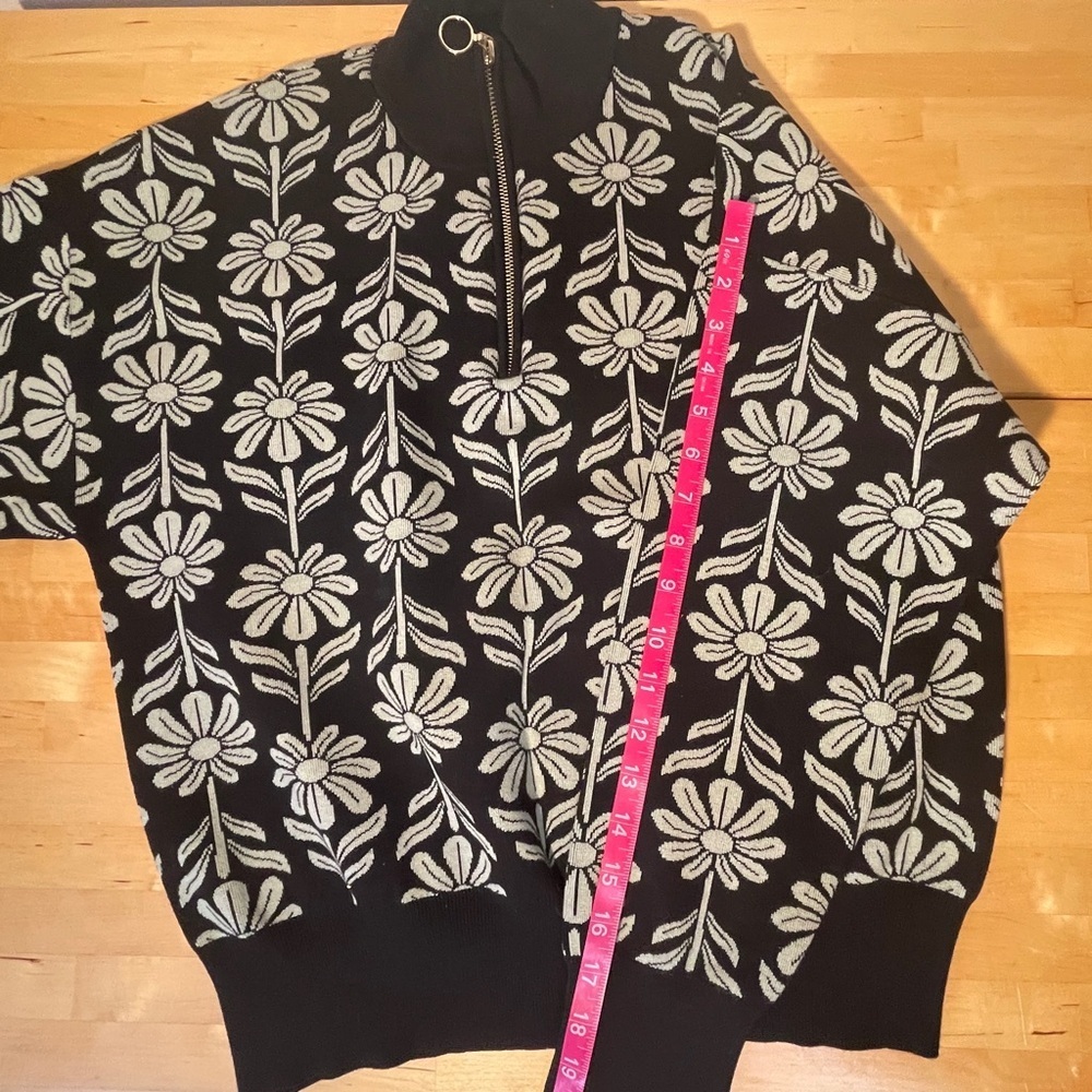 Sandro Kurt Daisy Jacquard Quarter Zip Sweater - Picture 8 of 9